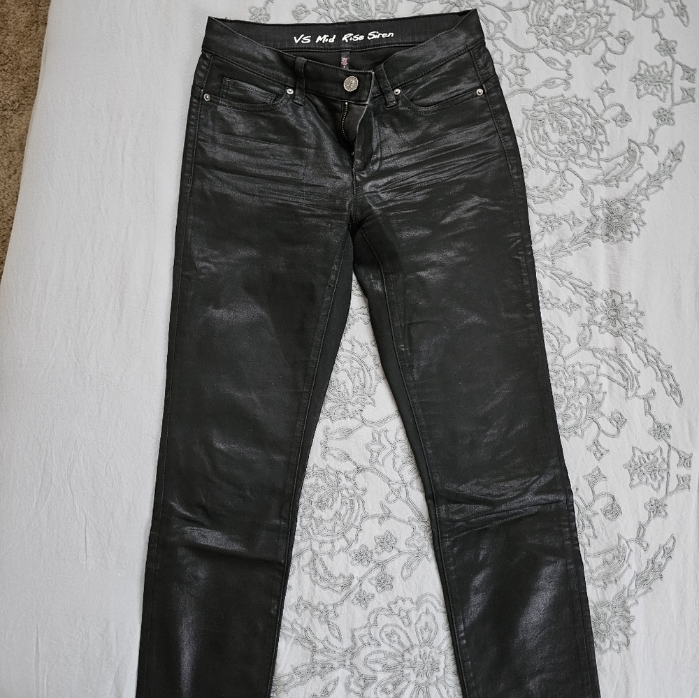 Victoria's Secret Black Waxed Jeans Sz 4